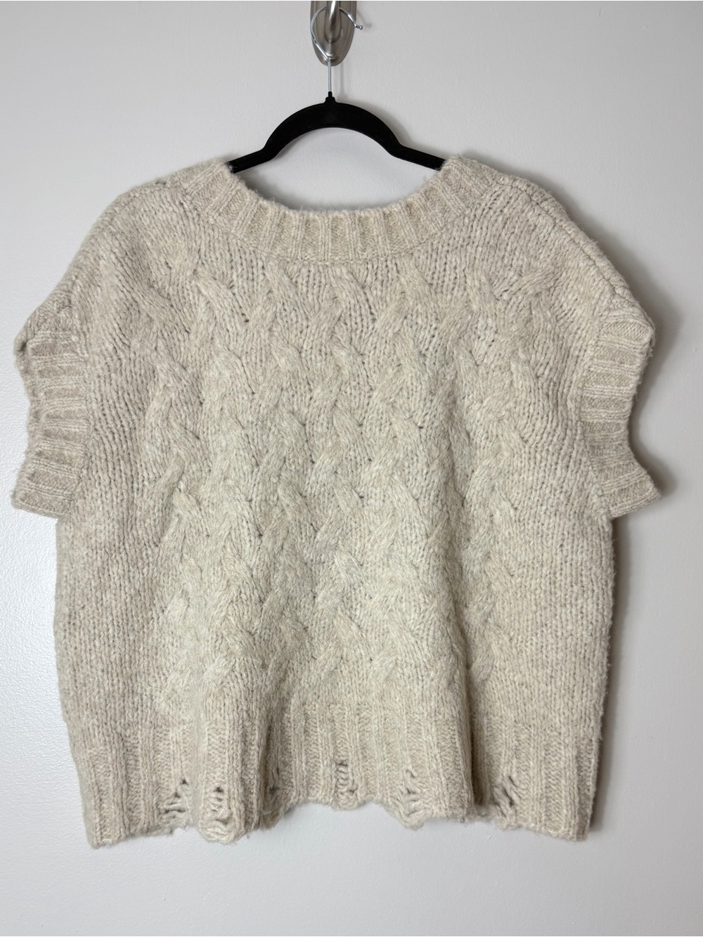 Anthropologie Sweater Vest Black Cat Cable Knit Chunky Wool Eclectic Grandpa - Picture 4 of 15
